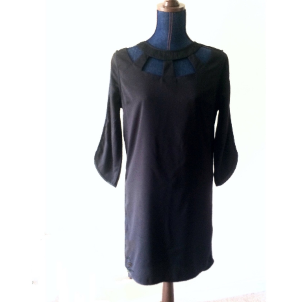 LBD with cut outs and Faux Leather Details